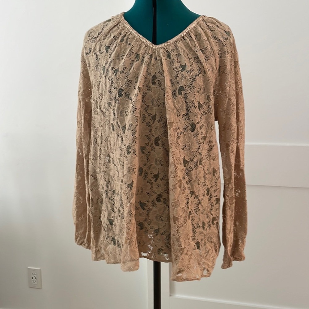 Calypso St Barth Lace Blouse W/ Sequin Neckline Size S
